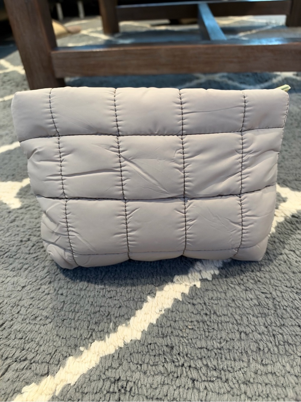 Tarte Puffer Cosmetic Pouch in Light Gray NWT
